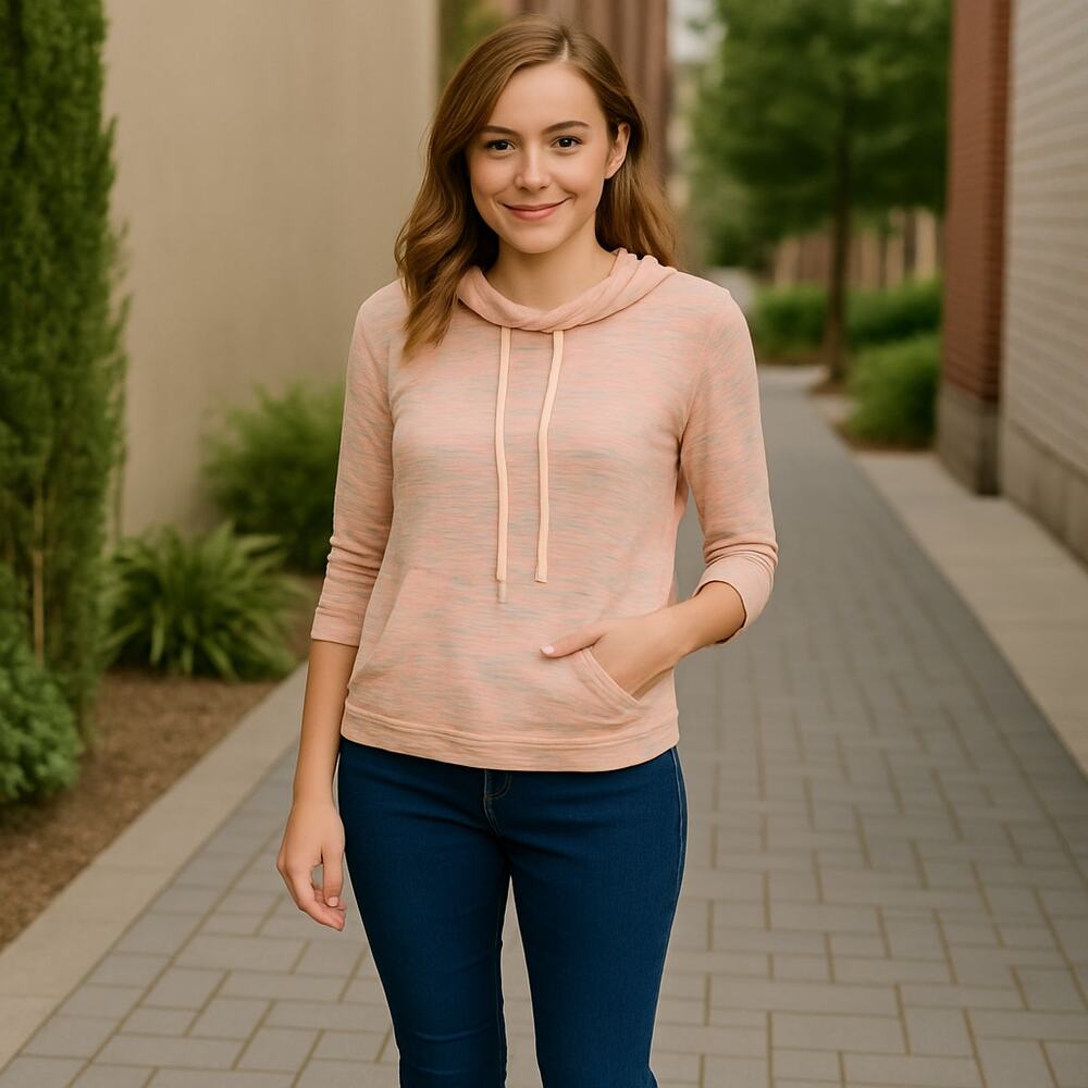 Lightweight Hooded Top Pink Pullover
